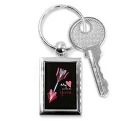 My Heart Points To Yours / Pink And Blue Cupid s Arrows (black) Key Chains (rectangle)  by FashionFling