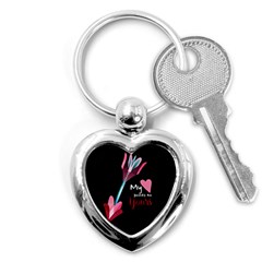 My Heart Points To Yours / Pink And Blue Cupid s Arrows (black) Key Chains (heart)  by FashionFling