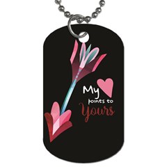 My Heart Points To Yours / Pink And Blue Cupid s Arrows (black) Dog Tag (one Side) by FashionFling