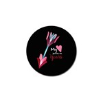 My Heart Points To Yours / Pink and Blue Cupid s Arrows (black) Golf Ball Marker Front