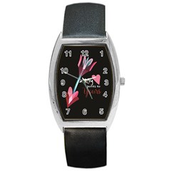 My Heart Points To Yours / Pink And Blue Cupid s Arrows (black) Barrel Style Metal Watch by FashionFling