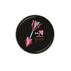 My Heart Points To Yours / Pink And Blue Cupid s Arrows (black) Hat Clip Ball Marker