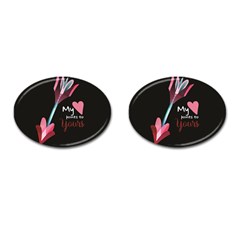 My Heart Points To Yours / Pink And Blue Cupid s Arrows (black) Cufflinks (oval) by FashionFling