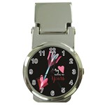 My Heart Points To Yours / Pink and Blue Cupid s Arrows (black) Money Clip Watches Front