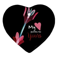 My Heart Points To Yours / Pink And Blue Cupid s Arrows (black) Heart Ornament (two Sides) by FashionFling