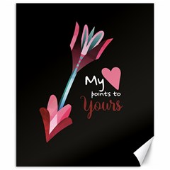 My Heart Points To Yours / Pink And Blue Cupid s Arrows (black) Canvas 8  X 10  by FashionFling