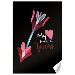 My Heart Points To Yours / Pink And Blue Cupid s Arrows (black) Canvas 20  X 30   by FashionFling