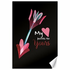 My Heart Points To Yours / Pink And Blue Cupid s Arrows (black) Canvas 24  X 36  by FashionFling