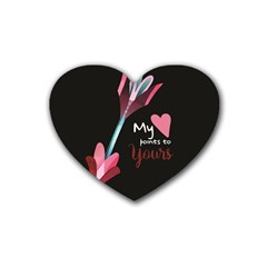 My Heart Points To Yours / Pink And Blue Cupid s Arrows (black) Heart Coaster (4 Pack) 