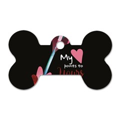 My Heart Points To Yours / Pink And Blue Cupid s Arrows (black) Dog Tag Bone (one Side) by FashionFling