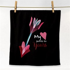 My Heart Points To Yours / Pink And Blue Cupid s Arrows (black) Face Towel by FashionFling