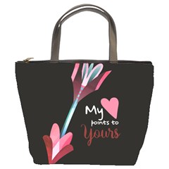 My Heart Points To Yours / Pink And Blue Cupid s Arrows (black) Bucket Bags by FashionFling