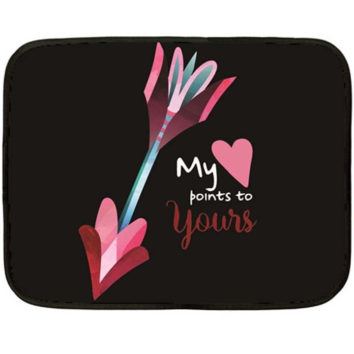 My Heart Points To Yours / Pink and Blue Cupid s Arrows (black) Double Sided Fleece Blanket (Mini) 