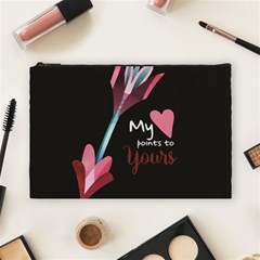 My Heart Points To Yours / Pink And Blue Cupid s Arrows (black) Cosmetic Bag (large)  by FashionFling