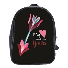 My Heart Points To Yours / Pink And Blue Cupid s Arrows (black) School Bags(large)  by FashionFling