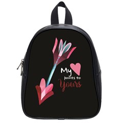 My Heart Points To Yours / Pink And Blue Cupid s Arrows (black) School Bags (small)  by FashionFling