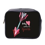 My Heart Points To Yours / Pink and Blue Cupid s Arrows (black) Mini Toiletries Bag 2-Side Front