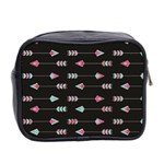 My Heart Points To Yours / Pink and Blue Cupid s Arrows (black) Mini Toiletries Bag 2-Side Back