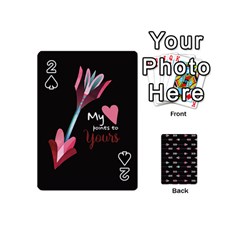 My Heart Points To Yours / Pink And Blue Cupid s Arrows (black) Playing Cards 54 (mini)  by FashionFling