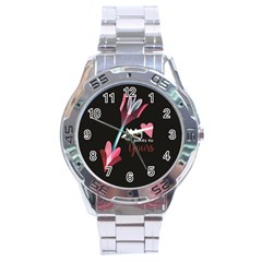 My Heart Points To Yours / Pink And Blue Cupid s Arrows (black) Stainless Steel Analogue Watch by FashionFling