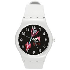 My Heart Points To Yours / Pink And Blue Cupid s Arrows (black) Round Plastic Sport Watch (m) by FashionFling