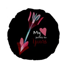 My Heart Points To Yours / Pink And Blue Cupid s Arrows (black) Standard 15  Premium Round Cushions by FashionFling