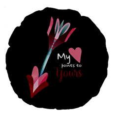 My Heart Points To Yours / Pink And Blue Cupid s Arrows (black) Large 18  Premium Round Cushions by FashionFling