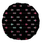 My Heart Points To Yours / Pink and Blue Cupid s Arrows (black) Large 18  Premium Round Cushions Back