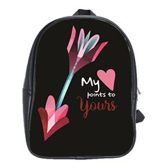 My Heart Points To Yours / Pink And Blue Cupid s Arrows (black) School Bags (xl)  by FashionFling