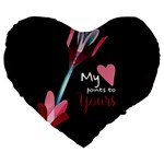 My Heart Points To Yours / Pink and Blue Cupid s Arrows (black) Large 19  Premium Heart Shape Cushions Front