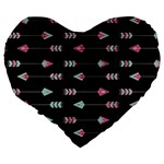 My Heart Points To Yours / Pink and Blue Cupid s Arrows (black) Large 19  Premium Heart Shape Cushions Back