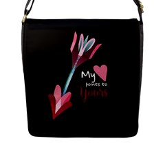 My Heart Points To Yours / Pink And Blue Cupid s Arrows (black) Flap Messenger Bag (l)  by FashionFling