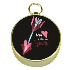 My Heart Points To Yours / Pink And Blue Cupid s Arrows (black) Gold Compasses by FashionFling