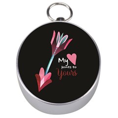 My Heart Points To Yours / Pink And Blue Cupid s Arrows (black) Silver Compasses by FashionFling