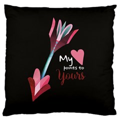 My Heart Points To Yours / Pink And Blue Cupid s Arrows (black) Large Flano Cushion Case (one Side) by FashionFling