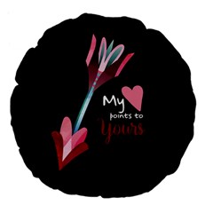 My Heart Points To Yours / Pink And Blue Cupid s Arrows (black) Large 18  Premium Flano Round Cushions by FashionFling