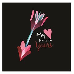 My Heart Points To Yours / Pink And Blue Cupid s Arrows (black) Large Satin Scarf (square)