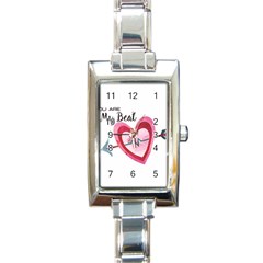 You Are My Beat / Pink And Teal Hearts Pattern (white)  Rectangle Italian Charm Watch by FashionFling