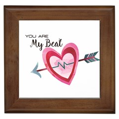 You Are My Beat / Pink And Teal Hearts Pattern (white)  Framed Tiles