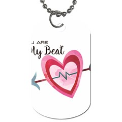 You Are My Beat / Pink And Teal Hearts Pattern (white)  Dog Tag (one Side) by FashionFling