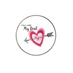 You Are My Beat / Pink And Teal Hearts Pattern (white)  Hat Clip Ball Marker Front