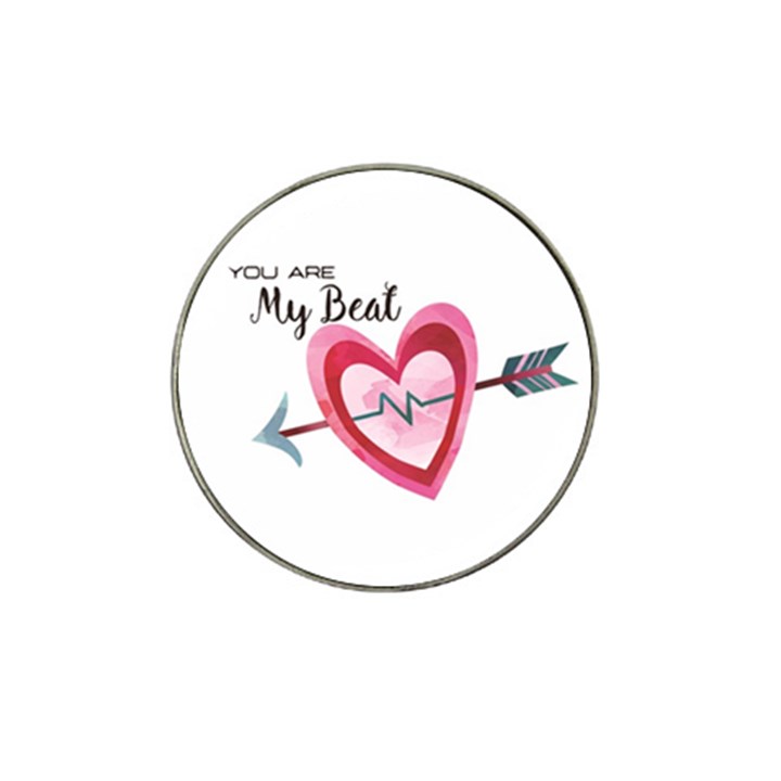 You Are My Beat / Pink And Teal Hearts Pattern (white)  Hat Clip Ball Marker