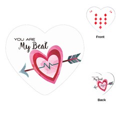 You Are My Beat / Pink And Teal Hearts Pattern (white)  Playing Cards (heart)  by FashionFling