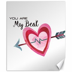 You Are My Beat / Pink And Teal Hearts Pattern (white)  Canvas 8  X 10  by FashionFling