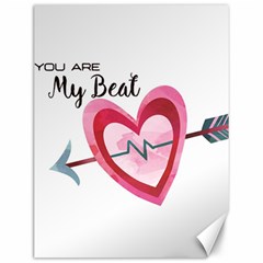 You Are My Beat / Pink And Teal Hearts Pattern (white)  Canvas 12  X 16   by FashionFling