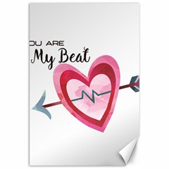 You Are My Beat / Pink And Teal Hearts Pattern (white)  Canvas 20  X 30   by FashionFling