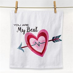 You Are My Beat / Pink And Teal Hearts Pattern (white)  Face Towel by FashionFling