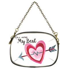 You Are My Beat / Pink And Teal Hearts Pattern (white)  Chain Purses (two Sides)  by FashionFling