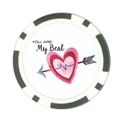 You Are My Beat / Pink And Teal Hearts Pattern (white)  Poker Chip Card Guard (10 Pack) by FashionFling