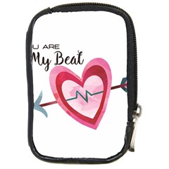 You Are My Beat / Pink And Teal Hearts Pattern (white)  Compact Camera Cases by FashionFling